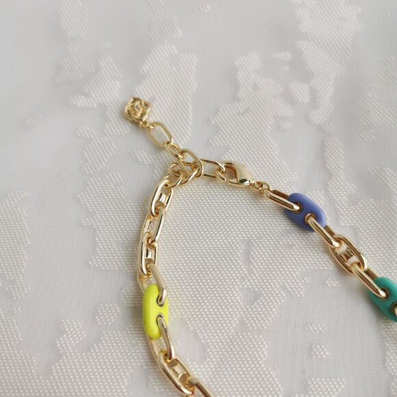 Kendra Scott Bailey Gold Chain Bracelet Rainbow Multi Mix - Picture 4 of 5